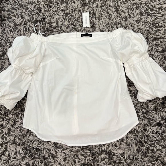 Banana Republic Off-Shoulder White Poplin Blouse super stretch shirt💥NEW - Picture 7 of 16